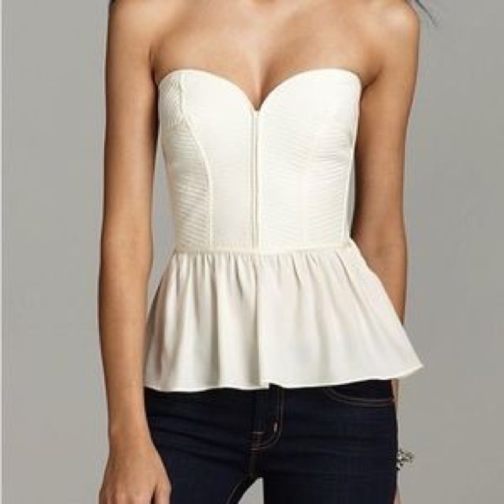 Parker Cream Sleeveless Bustier Peplum Blouse